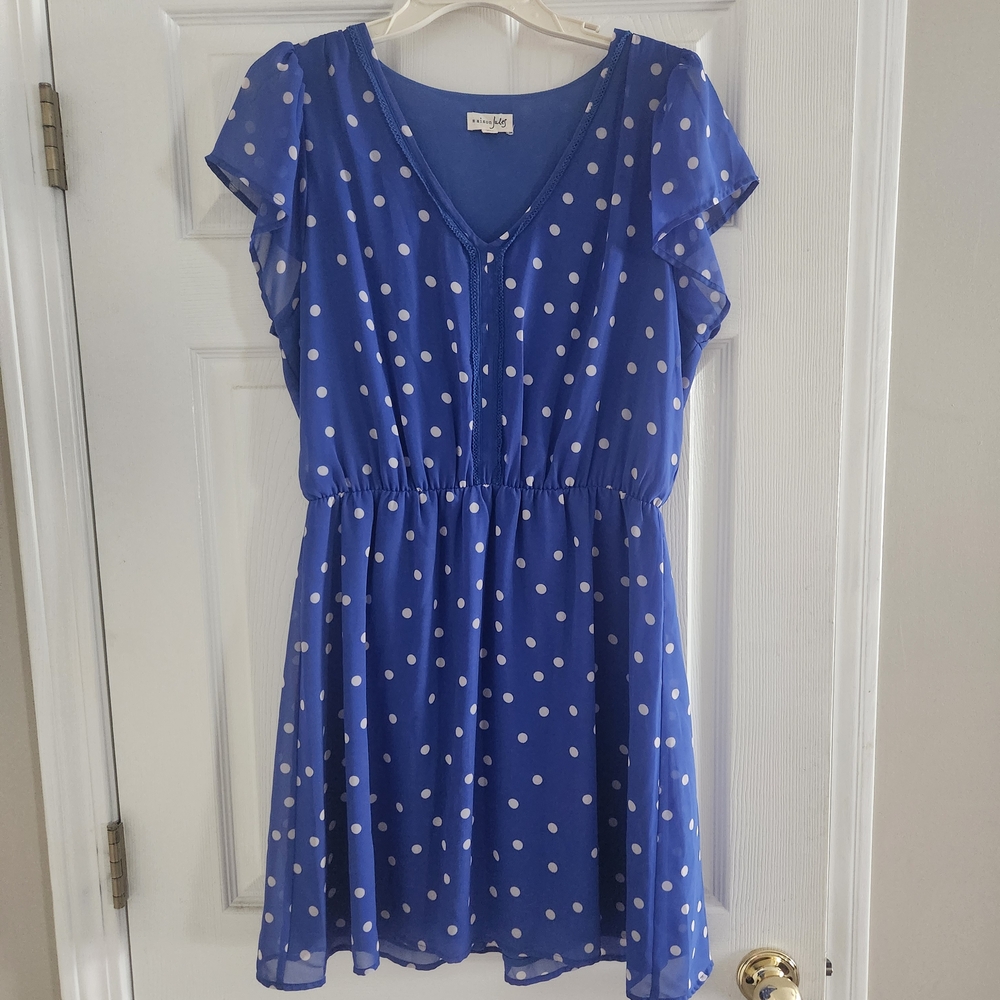 Maison Jules Blue Polka Dot Dress